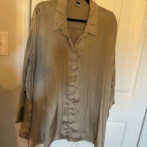 Old Navy Tan Casual Silky Button Down Shirt